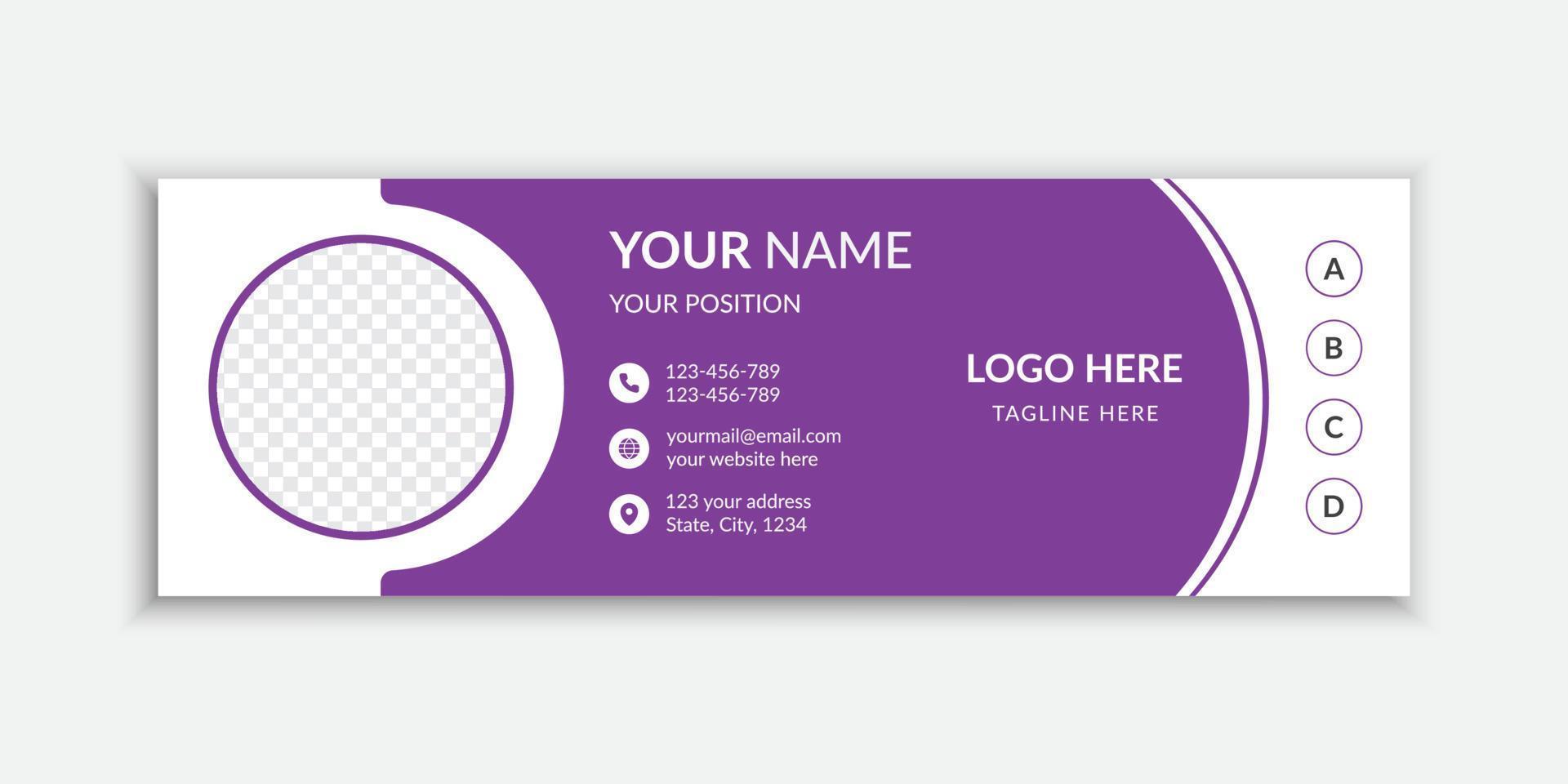 Purple email signature or email footer design Free Vector
