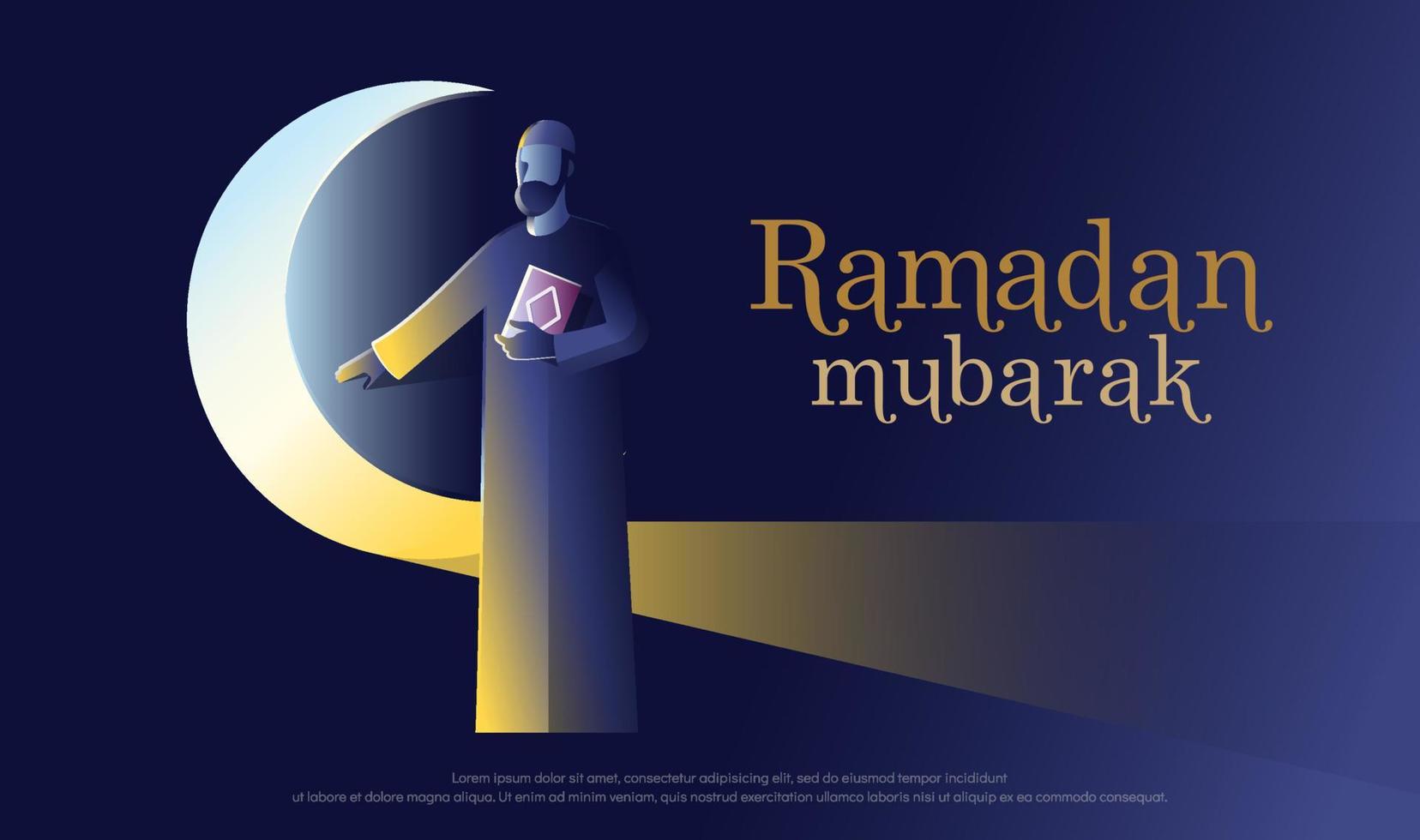 ramadan kareem 2022 saludo con letras de caligrafía ramadan mubarak sobre fondo nocturno. concepto de distanciamiento social. ilustración vectorial vector