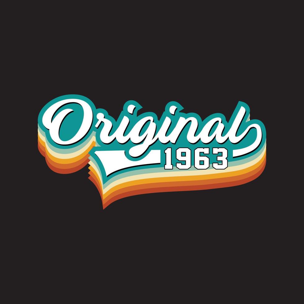 Diseño de camiseta retro vintage de 1963, vector, fondo negro vector