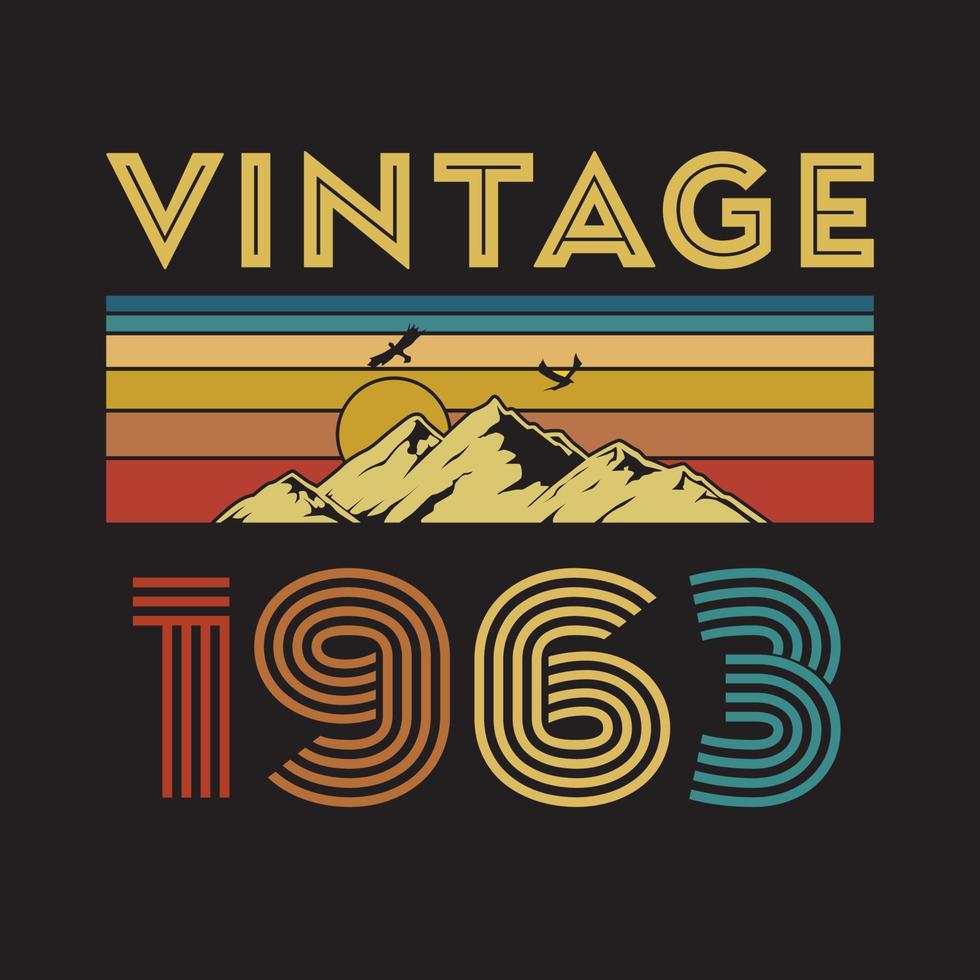 1963 vintage retro t shirt design, vector, black background vector