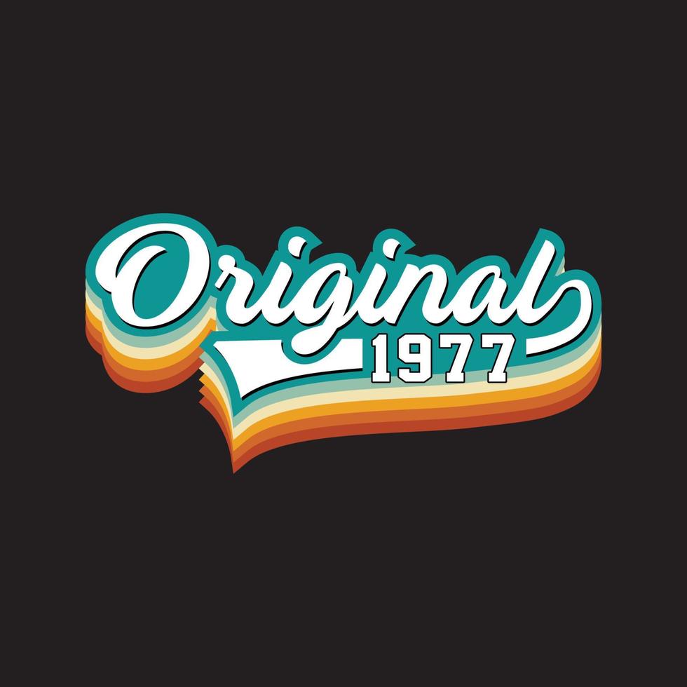 1977 diseño de camiseta retro vintage, vector, fondo negro vector