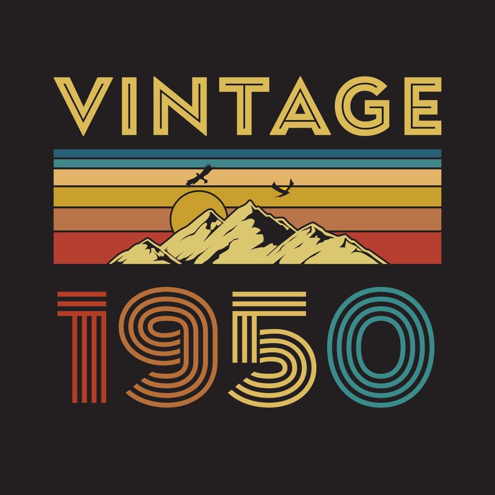 Diseño de camiseta retro vintage de 1950, vector, fondo negro vector