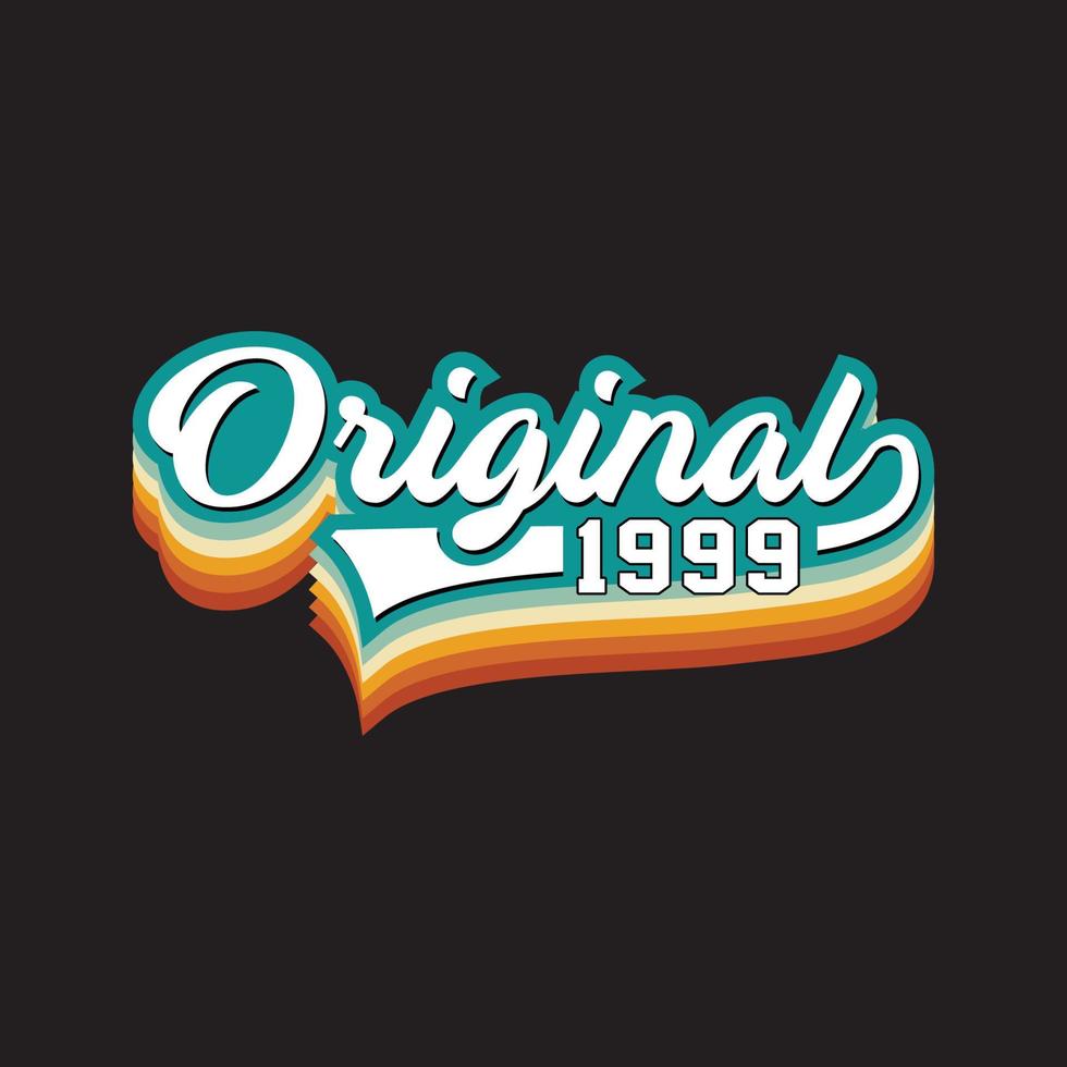 1999 diseño de camiseta retro vintage, vector, fondo negro vector