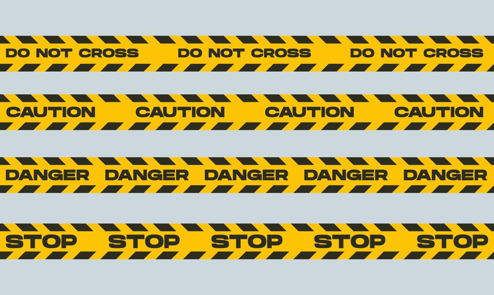 Black and yellow line striped with do not cross, caution, danger, stop text. vector