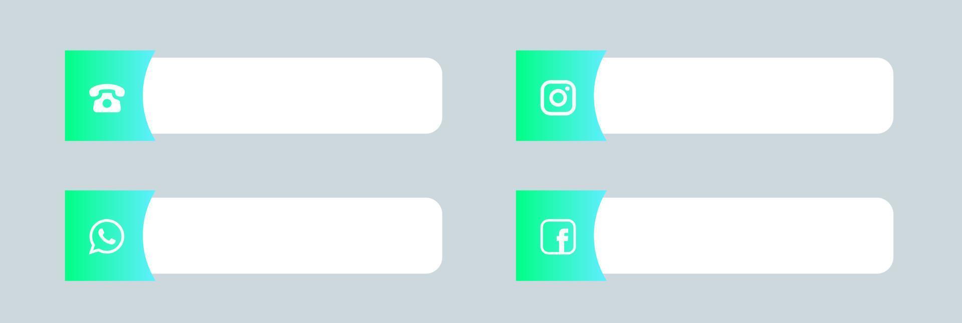 Popular social media and contact lower third icon set. vector