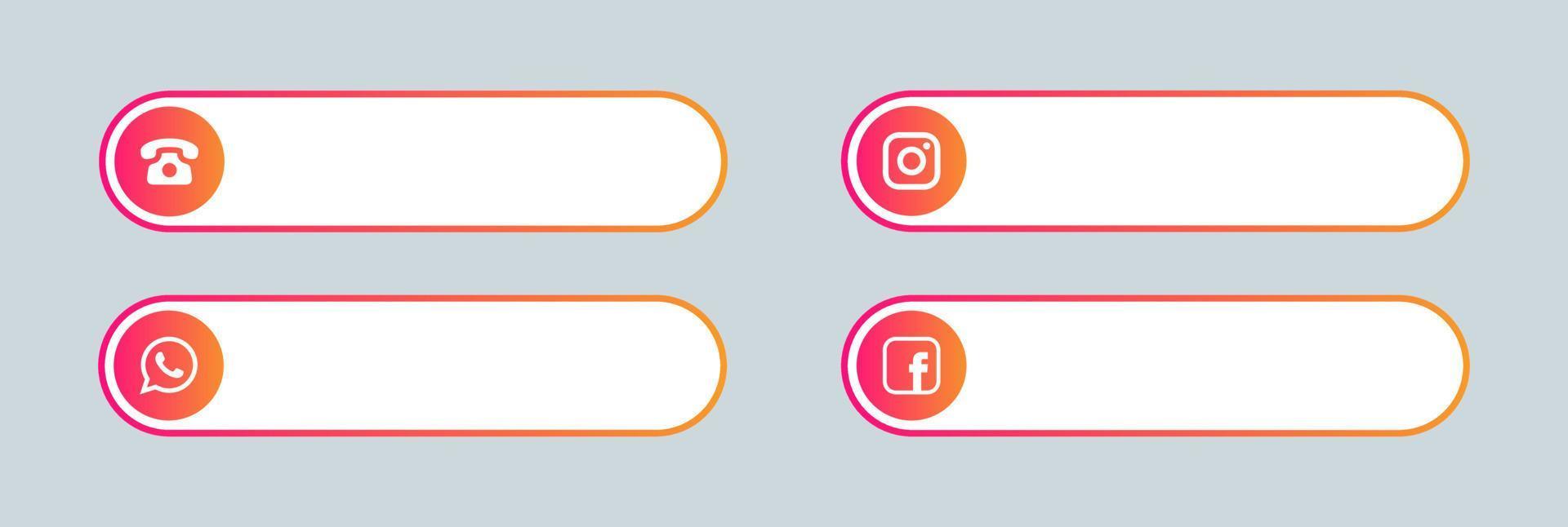 las redes sociales populares y el tercer conjunto de iconos de contacto inferior. vector