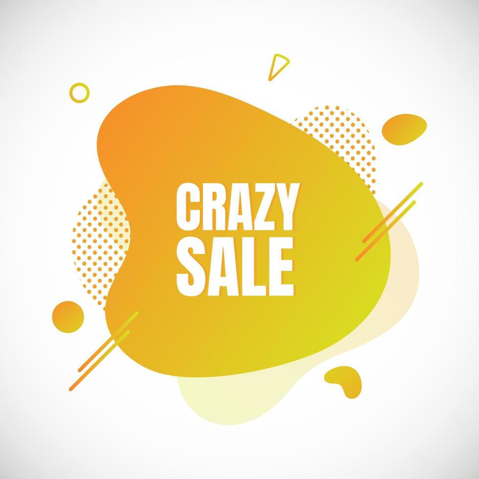 Modern liquid abstract special offer price sign CRAZY SALE text gradient flat style design fluid vector colorful vector illustration banner simple shape advertising big sale or clearance symbol.