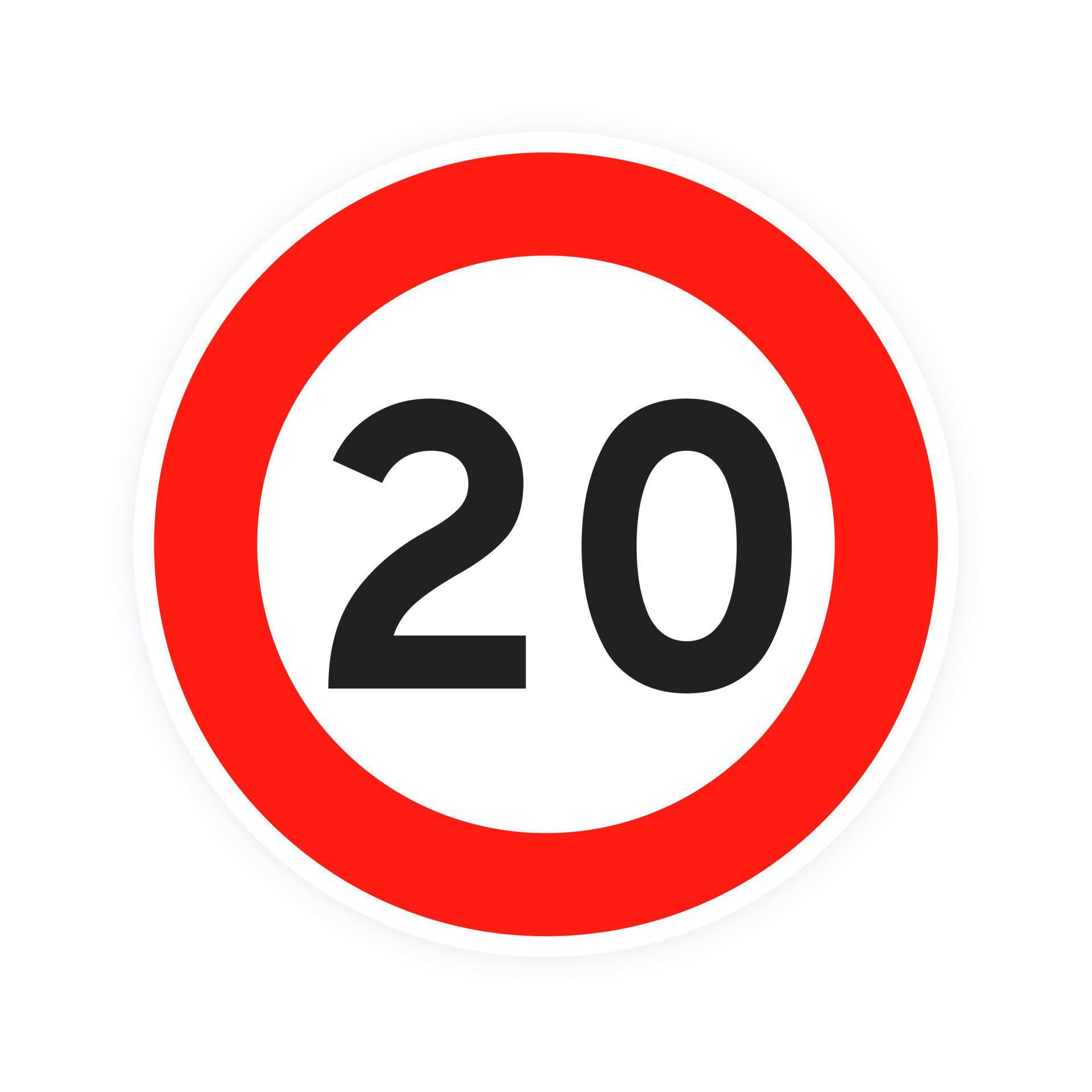 Speed limit 20 round road traffic icon sign flat style design vector ...