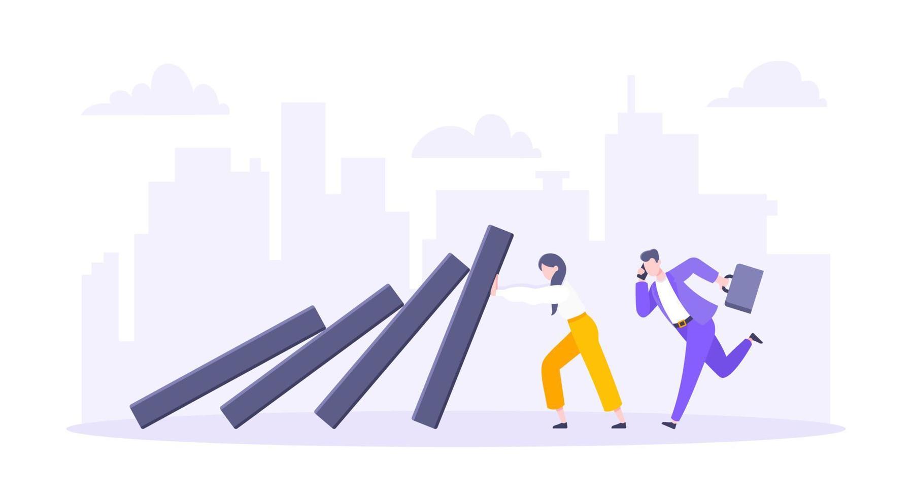 Domino effect or business resilience metaphor vector illustration concept.