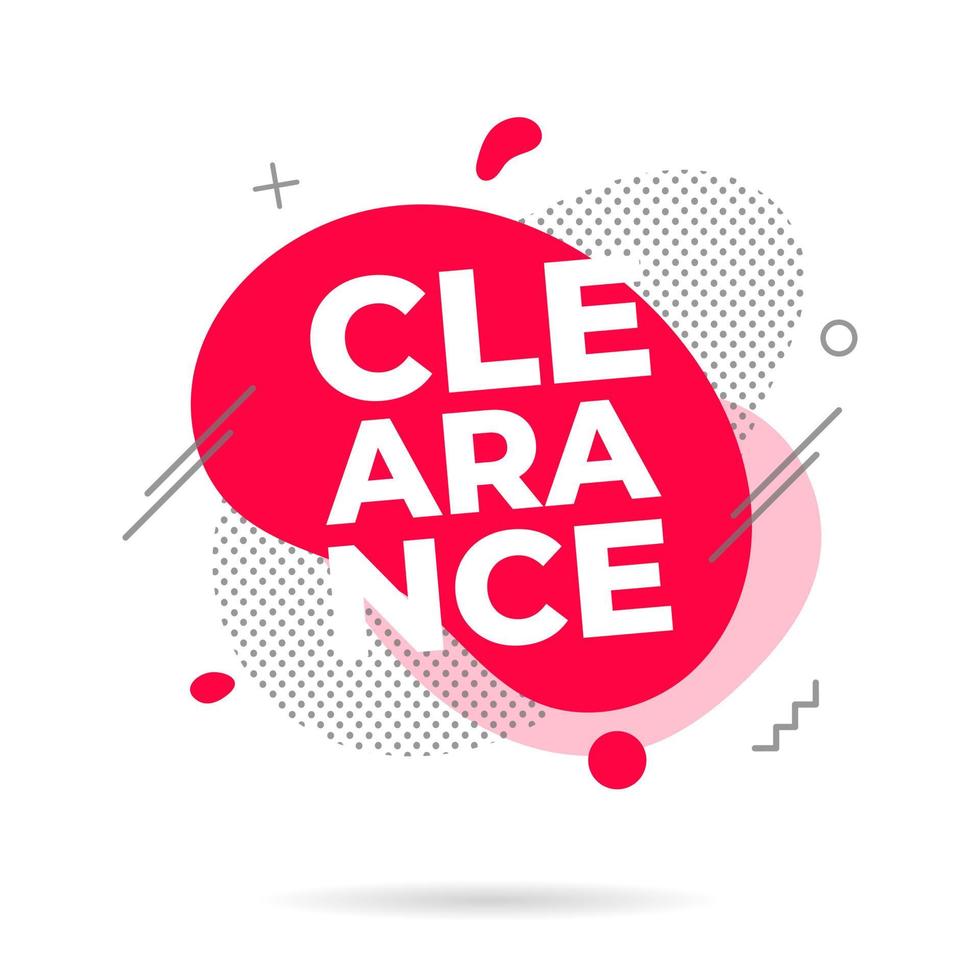 Modern liquid abstract CLEARANCE text flat style design vector