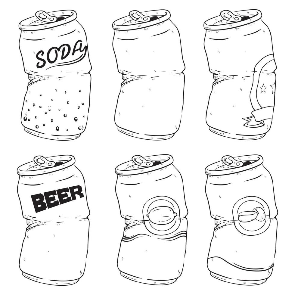 hand drawn broken can vector illustration on white background