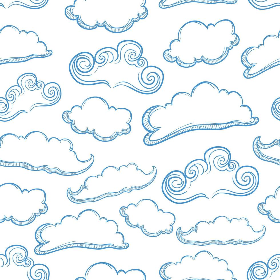 hand drawn cloud seamless pattern. abstract clouds vector