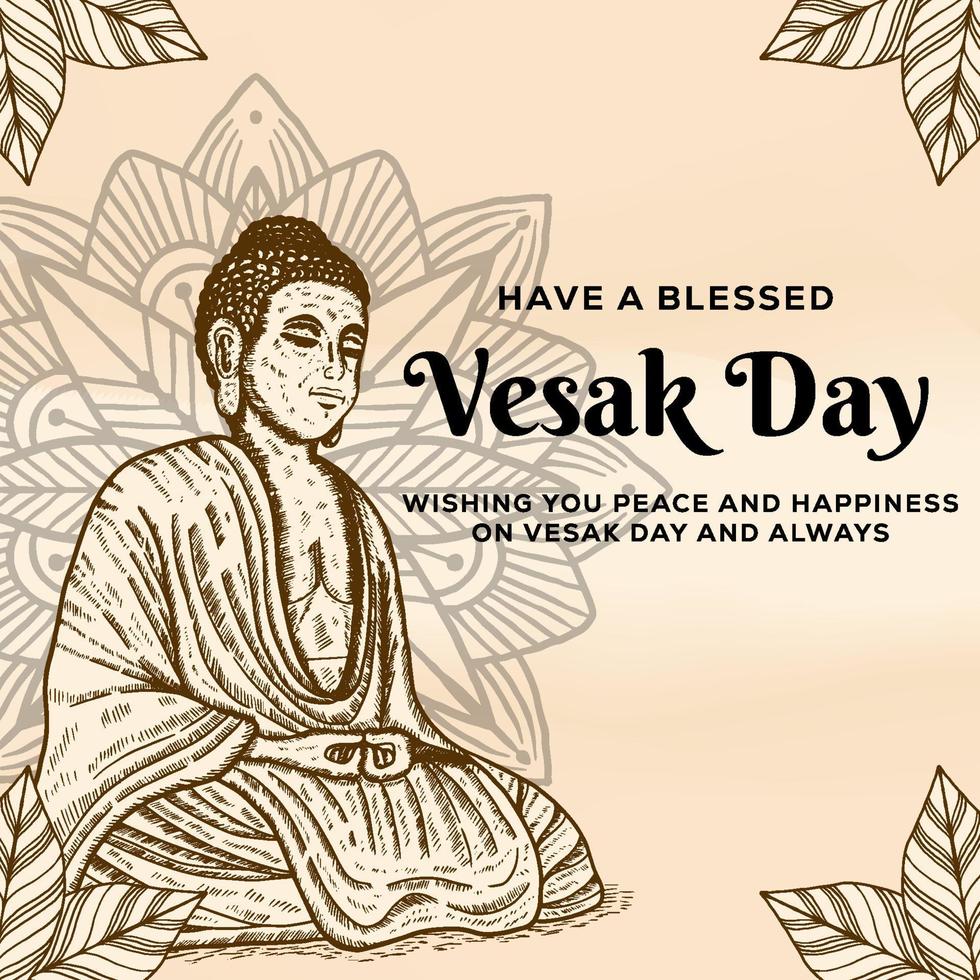 vesak día ilustración diseño dibujado a mano vector