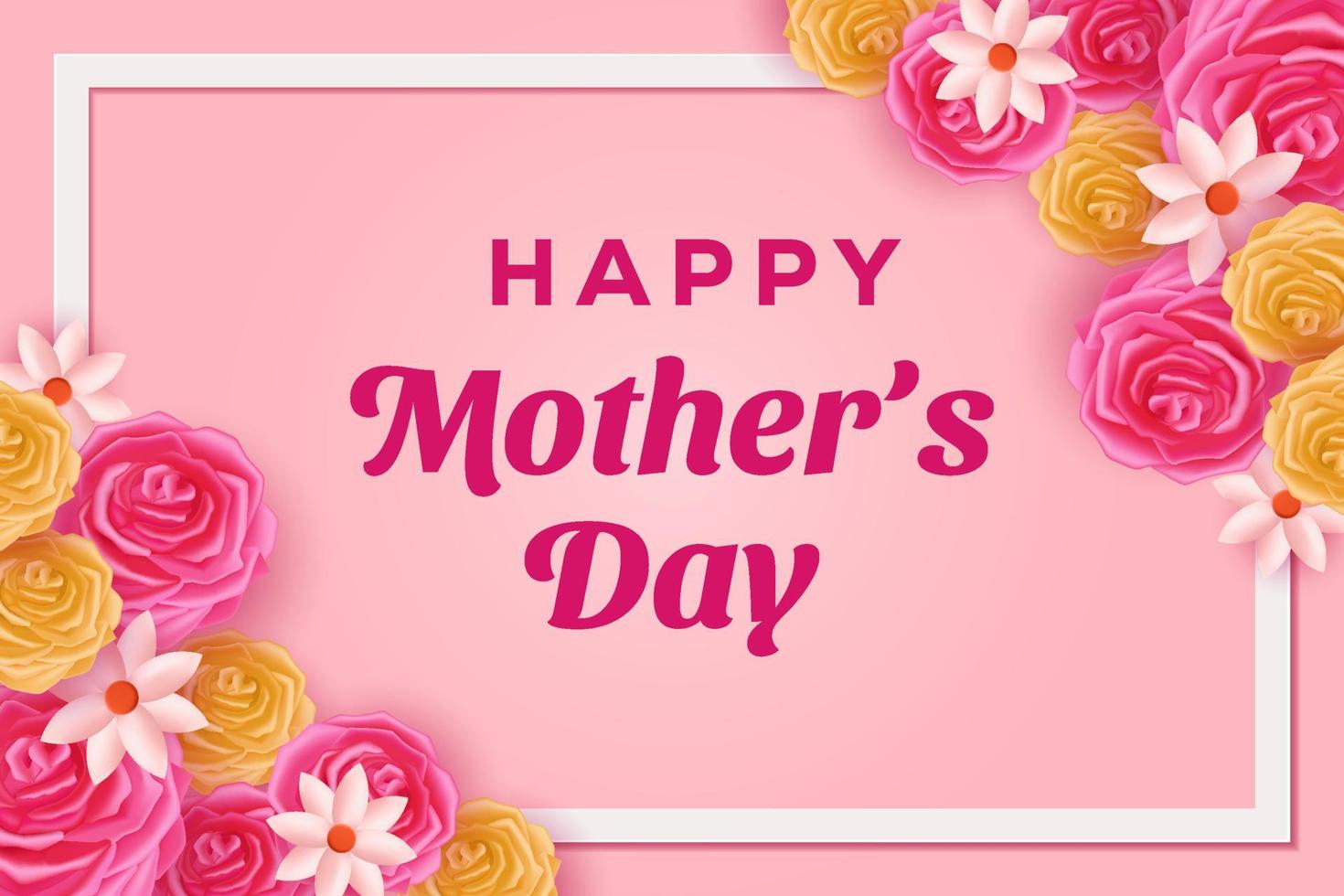 feliz día de la madre ilustración de fondo con flores y marco vector