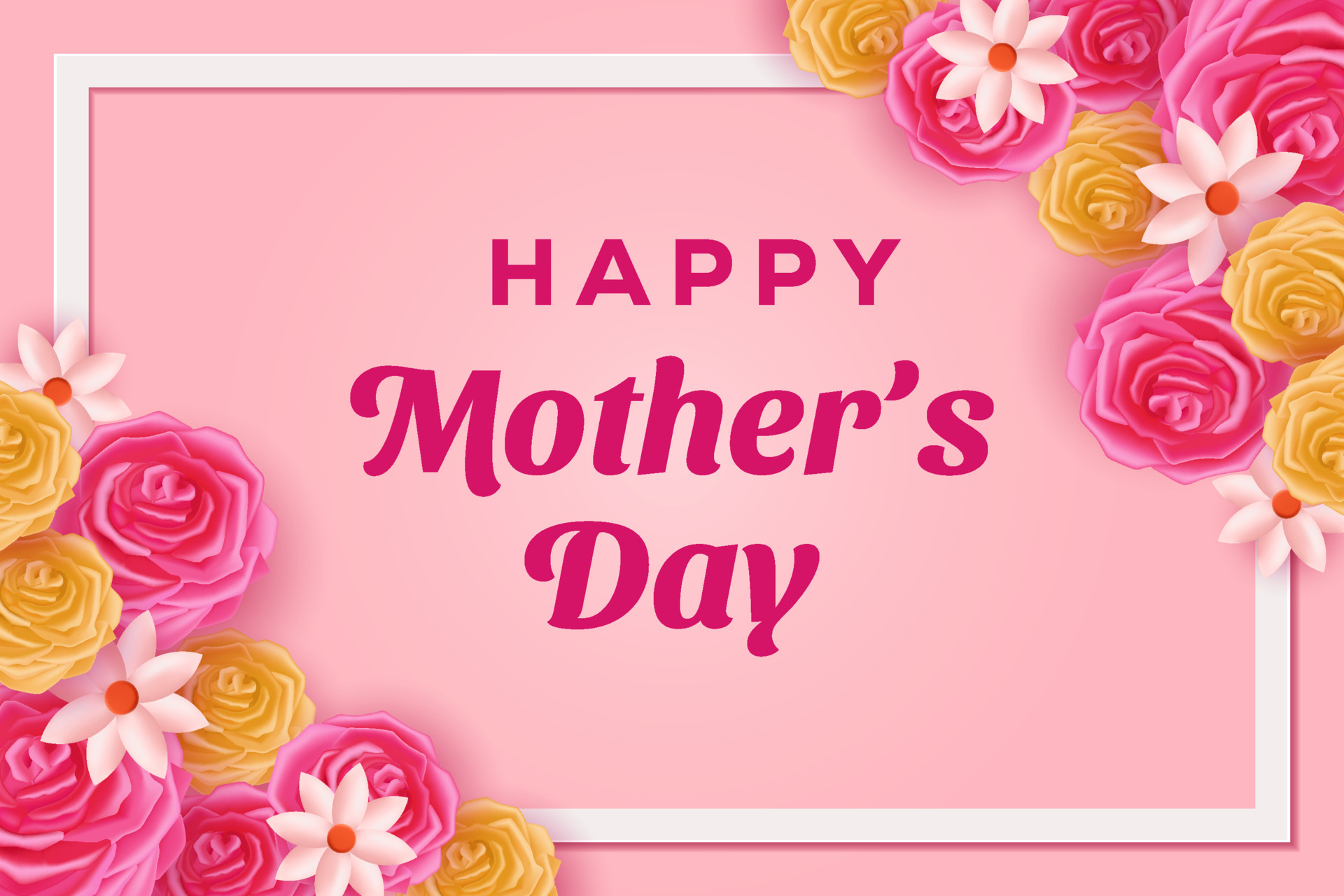 happy mother’s day background illustration with floral and frame
