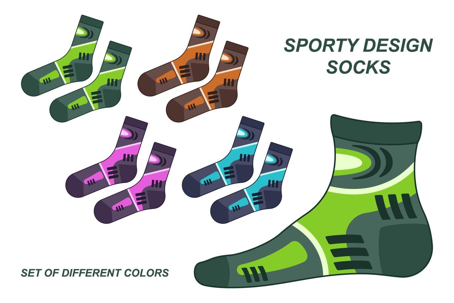 conjunto colores calcetines diseño deportivo aislado vector