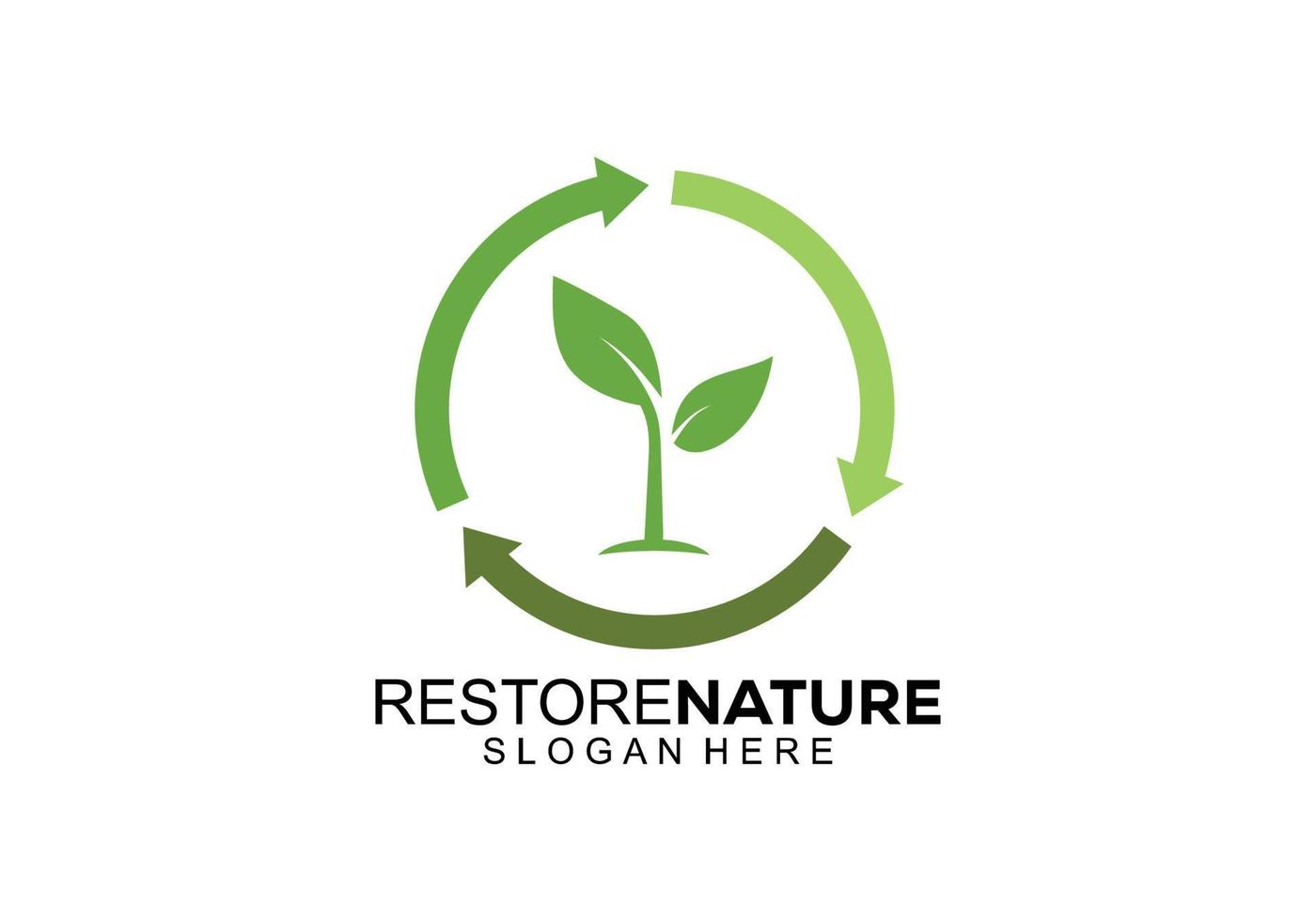 símbolo restaurar naturaleza diseño de logotipo creativo simple elegante. vector