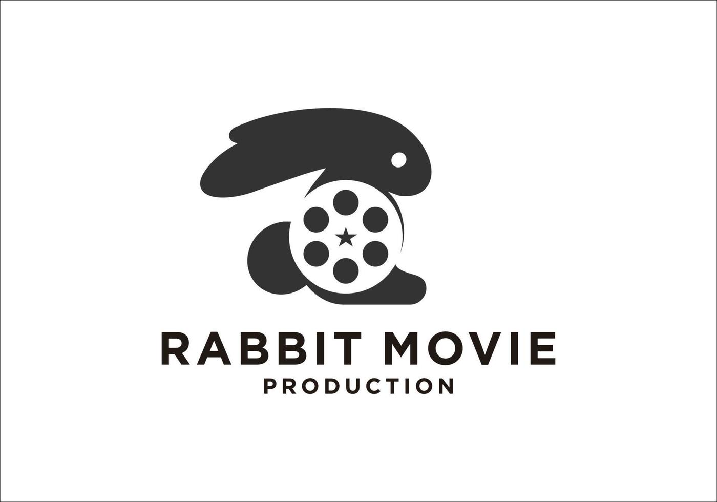 creative logo rabbit movie symbol design vector