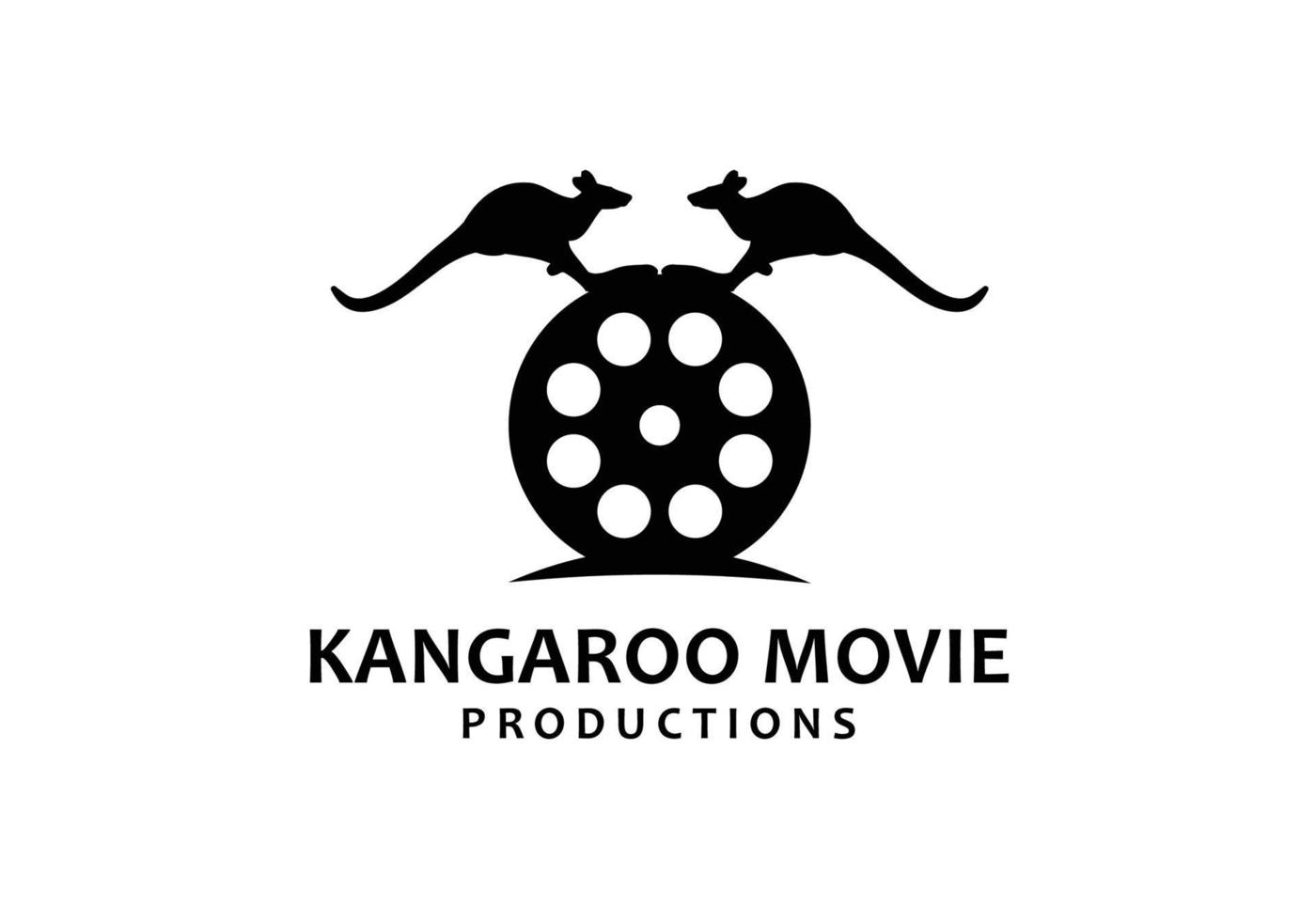 kangaroo and film roll logo design illustration vector