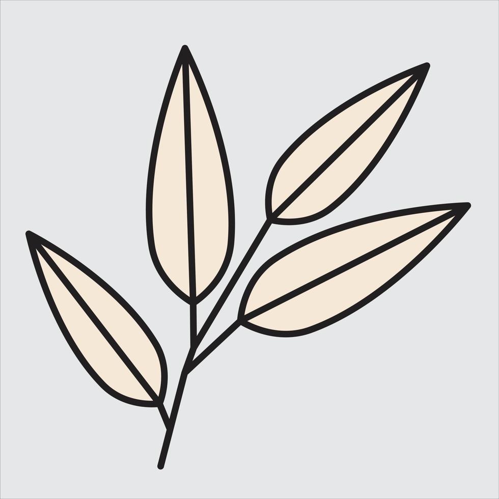 diseño plano de dibujo de hoja floral simple. vector