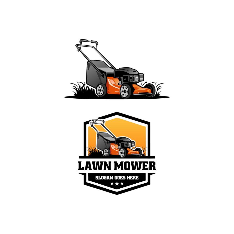 set of grass mower logo vector