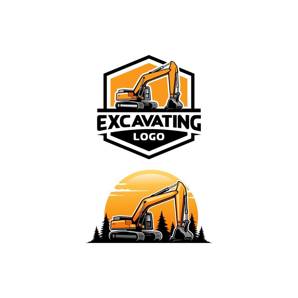 Set of excavation logo vector