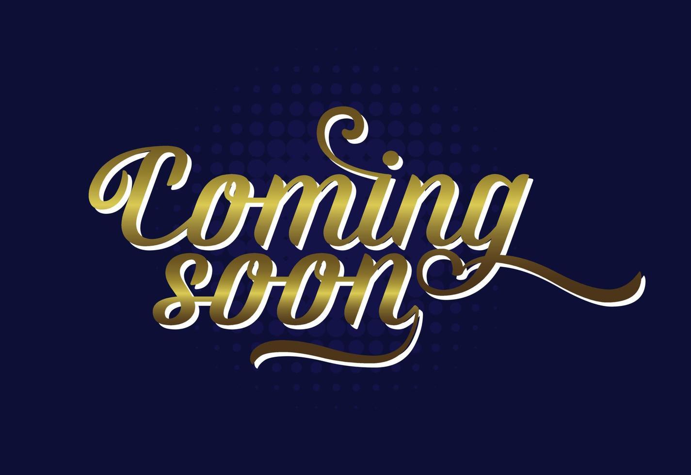 Coming soon vector lettering. Promotion or announcement banner. Design text element, web banner.