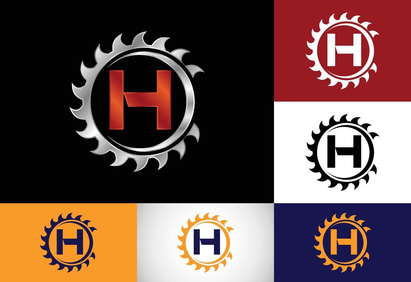 Initial H monogram alphabet with the saw blade. Carpentry, woodworking logo design. Font emblem. Modern vector logo for sawmill business and company identity