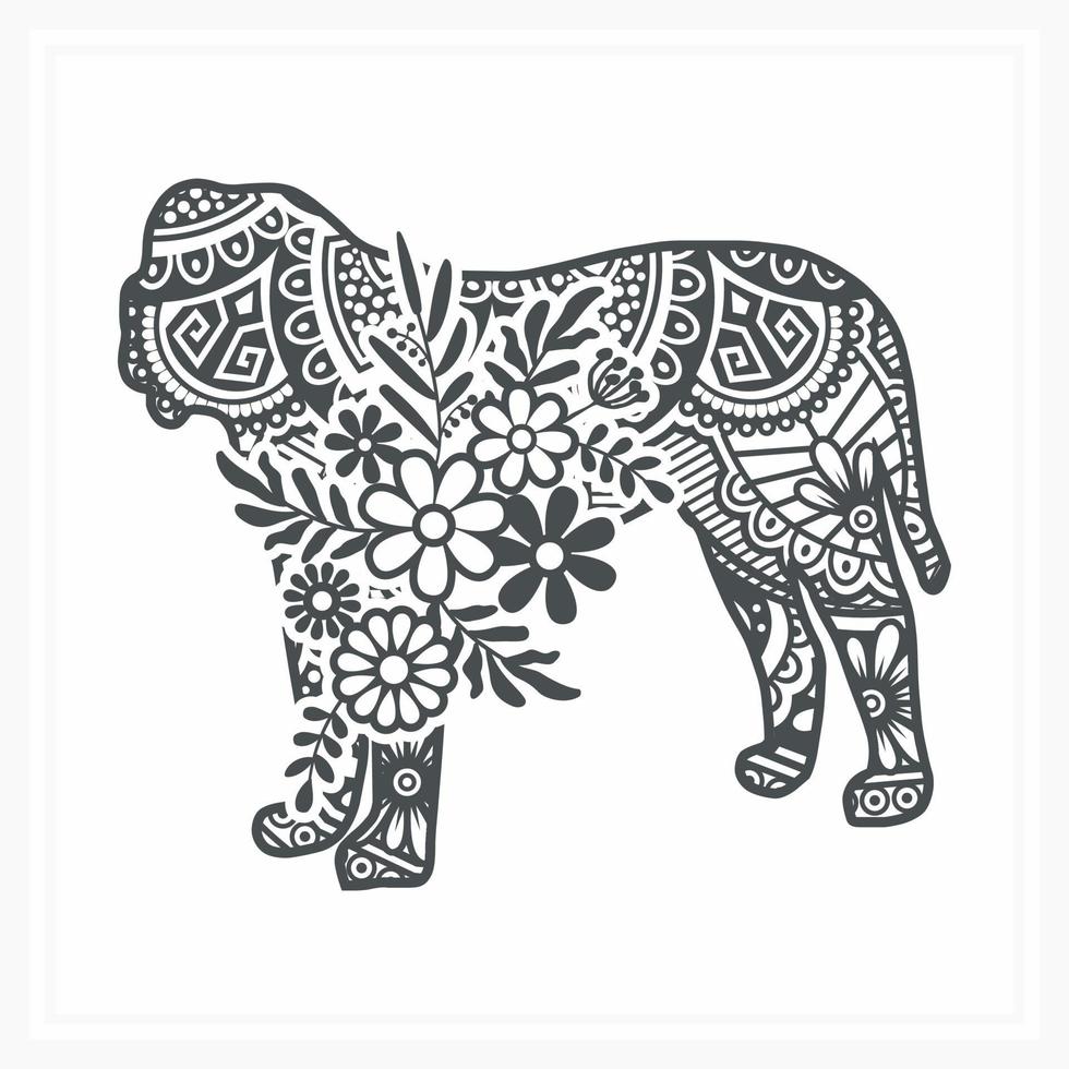 Animal Mandala with Flower, vector illustration.