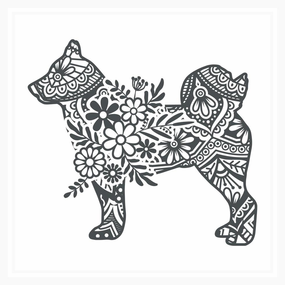 Animal Mandala with Flower, vector illustration.