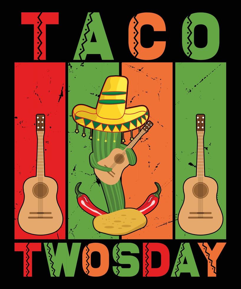 Taco Twos day 2nd Birthday Party T-Shirt Design vector