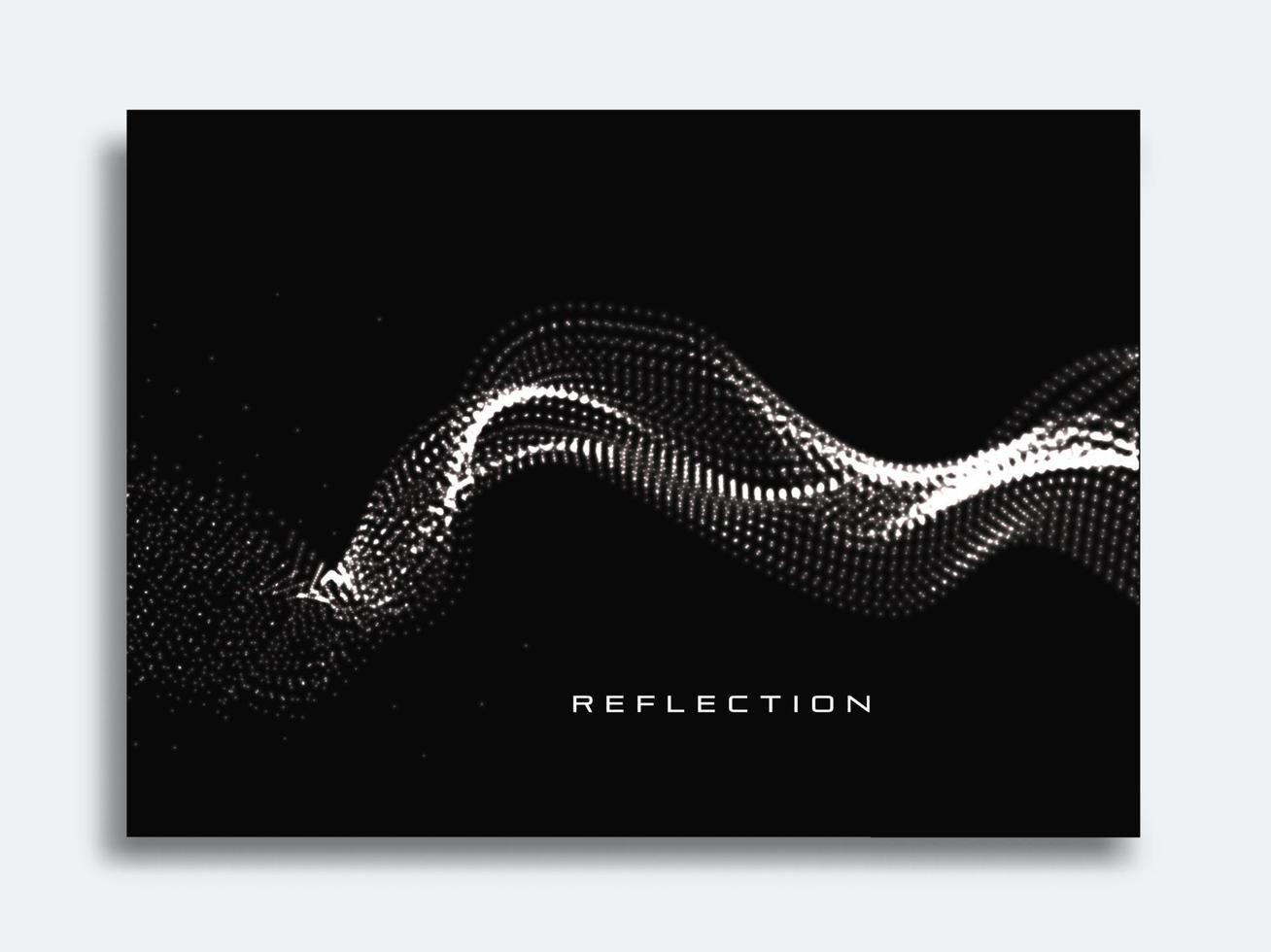 Abstract cover page design with shiny particle wave on dark background. conceptual element design. Modern vector illustration.