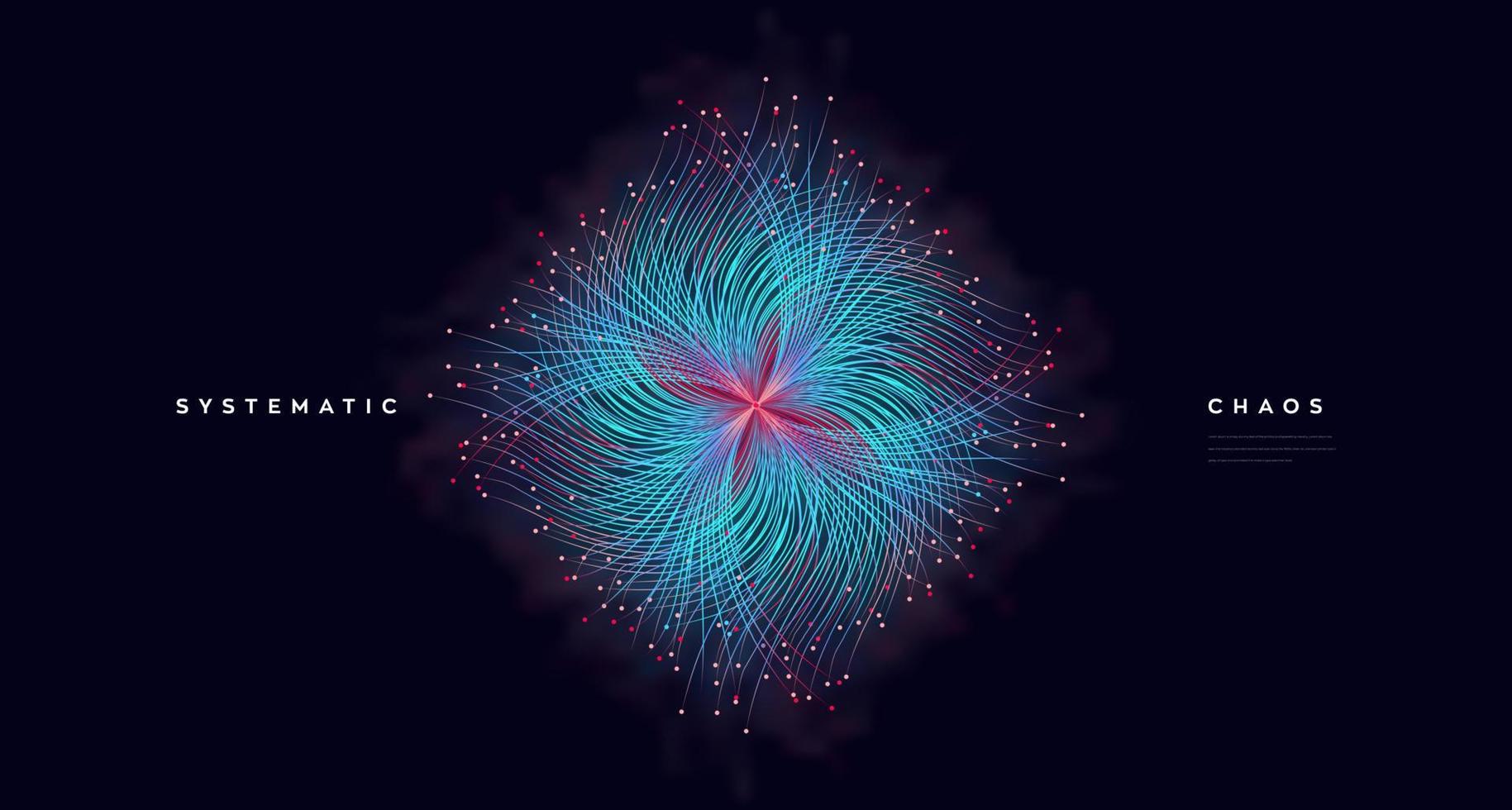elemento de fondo de fibra óptica brillante abstracto. pequeñas partículas se esfuerzan por salir del centro. uso de ilustración vectorial para tecnología cuántica, digital, ciencia, música, comunicación. vector
