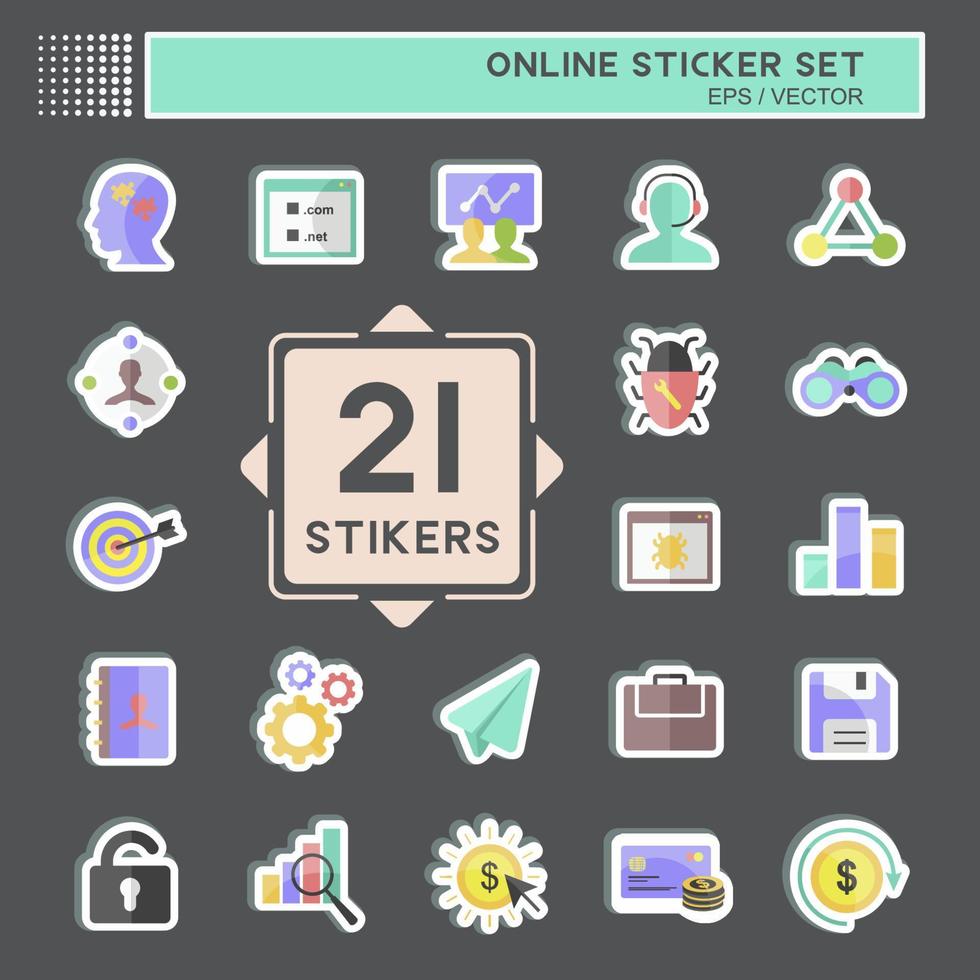 Online Sticker Set in trendy isolated on black background 6489028