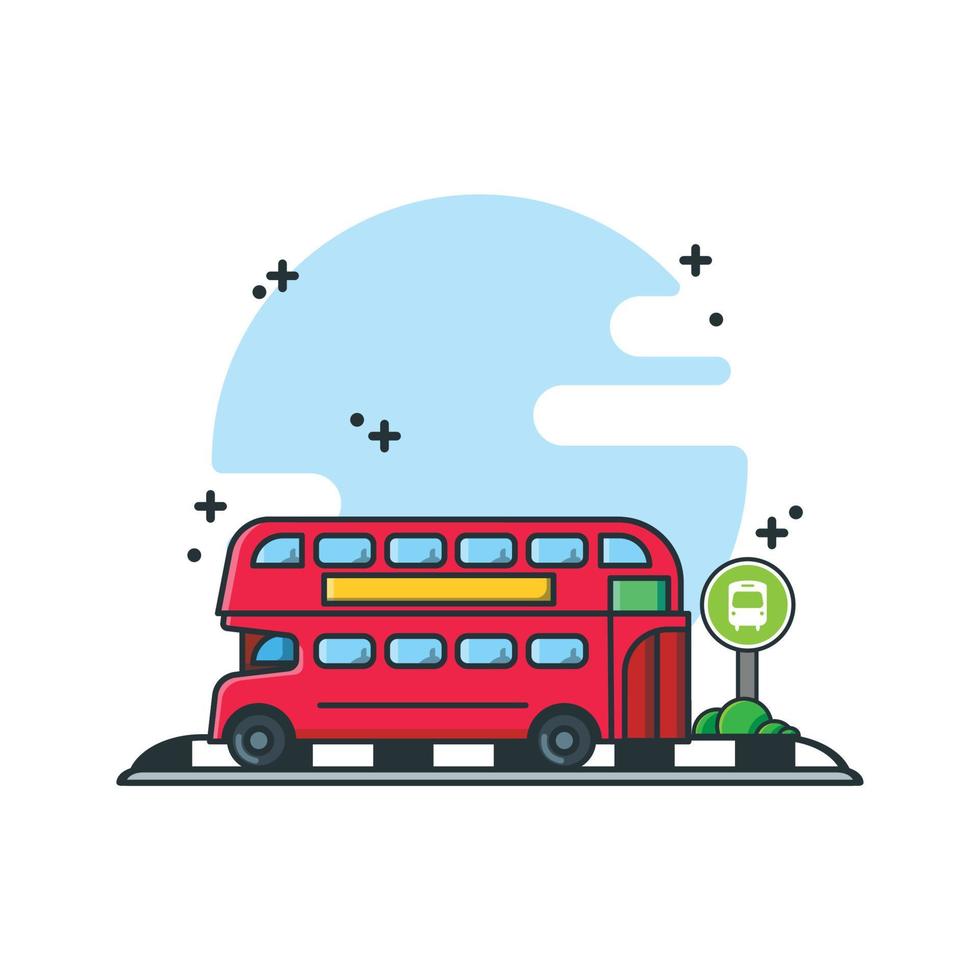 Ilustraciones de bus stop cartoon vector