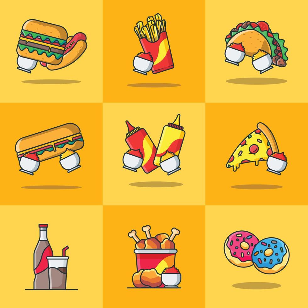 Ilustraciones de caricatura comida rapida vector