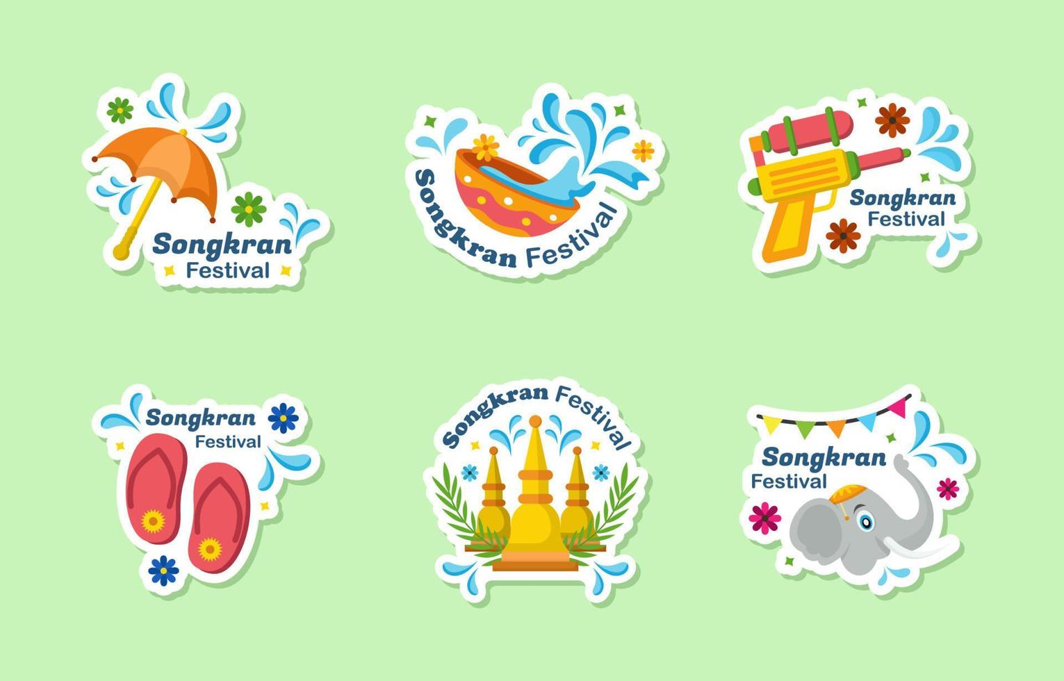 Songkran Festival Sticker Set vector