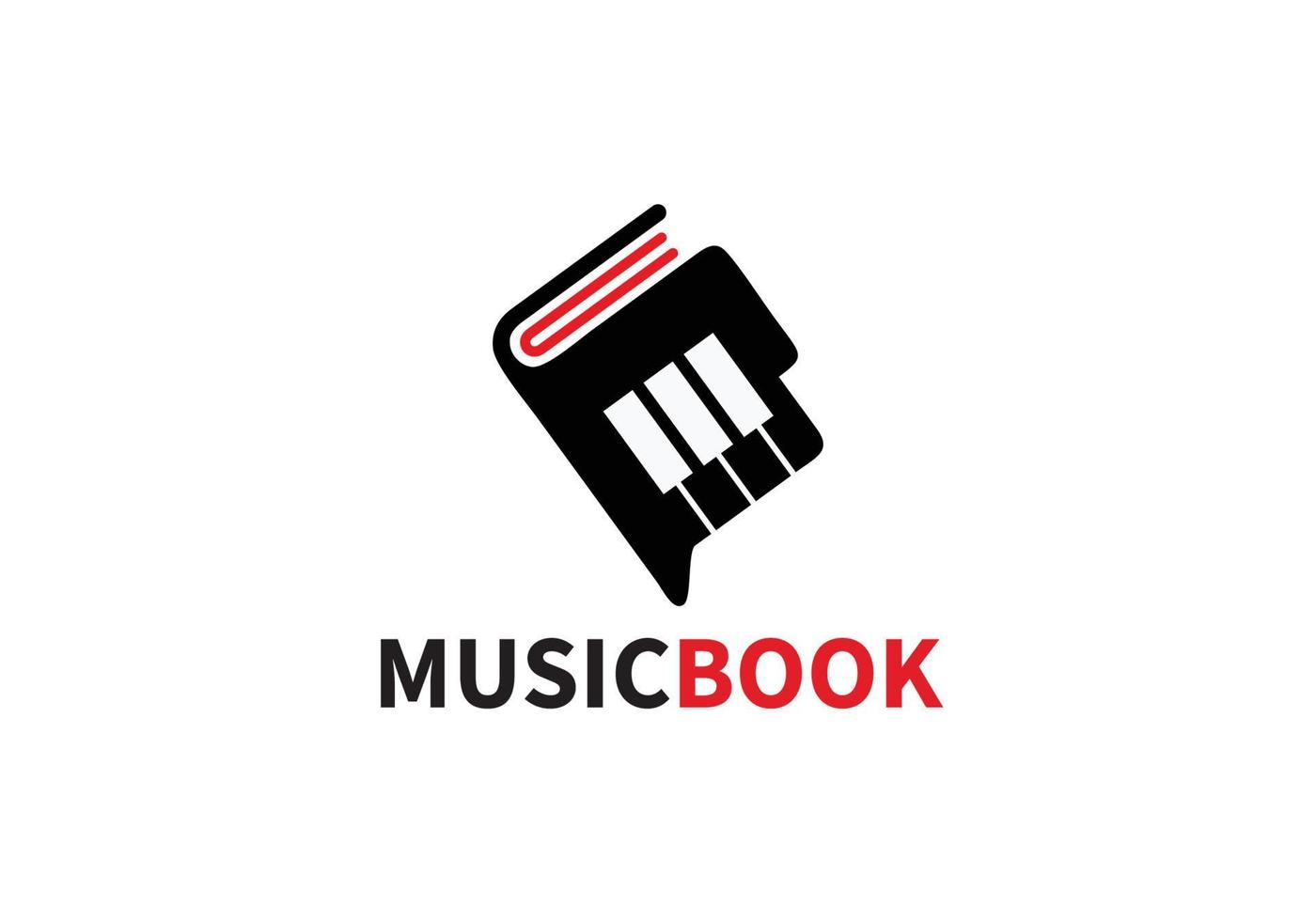 plantilla de símbolo de libro y piano de música de diseño de icono de logotipo vector