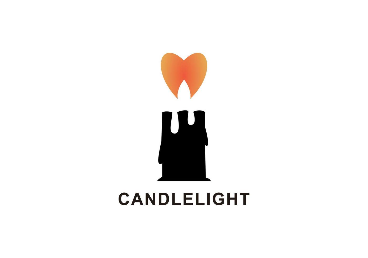 logo illustration candle with love fire design vector