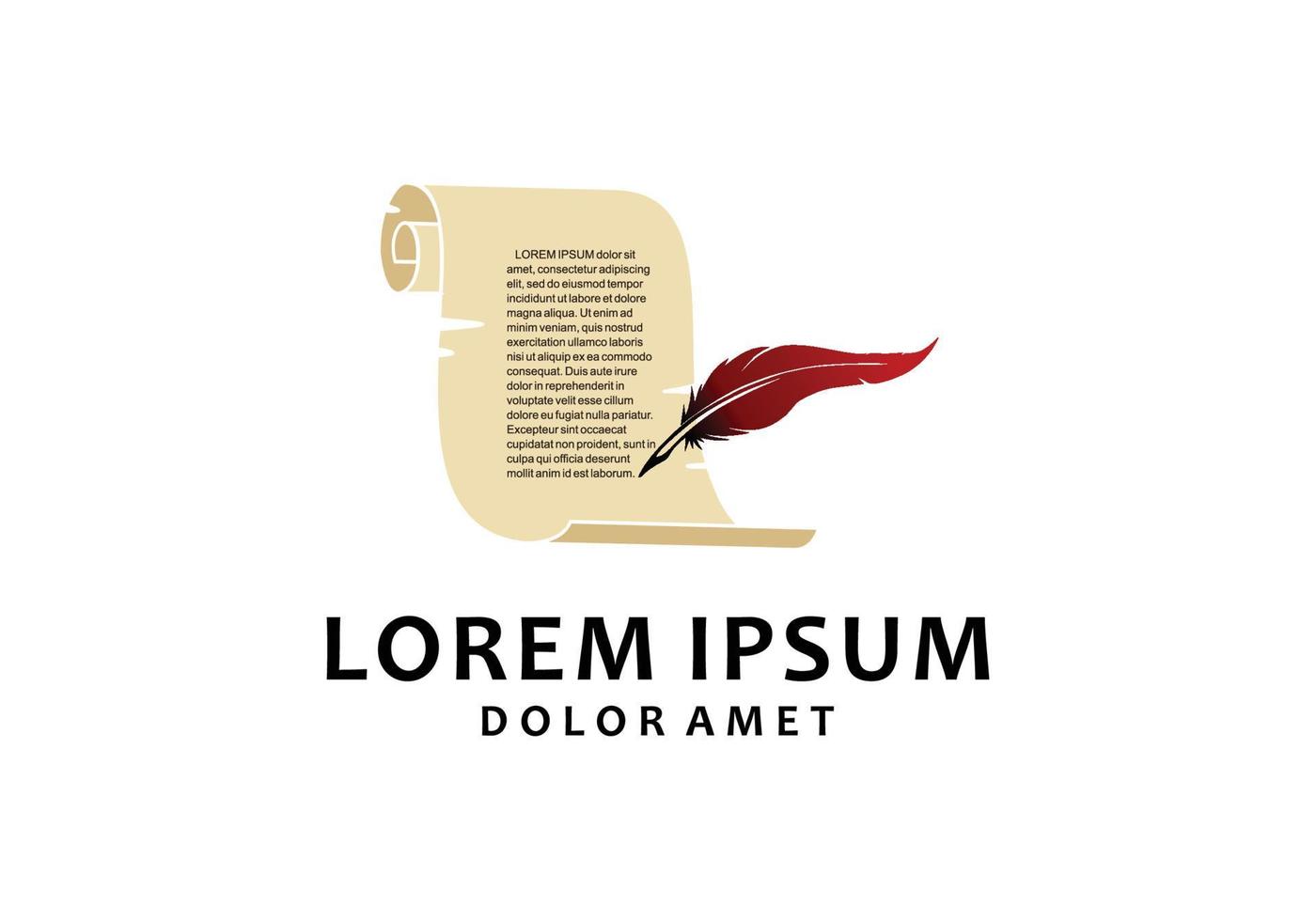 Feather And Document paper roll symbol design vector