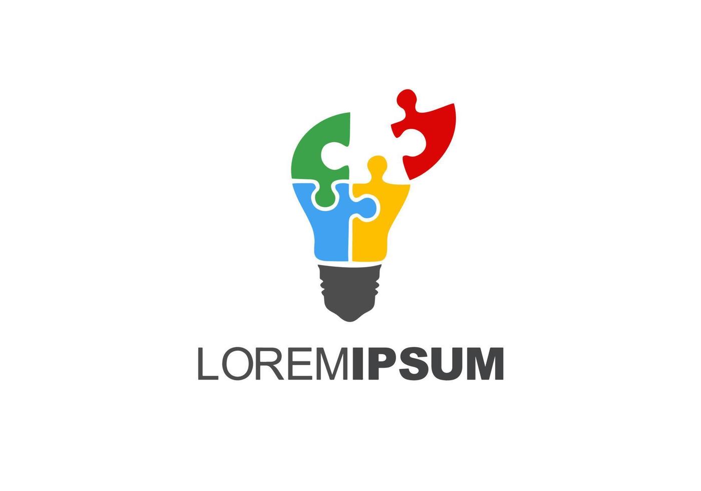 illustration logo combination from puzzle with lightbulb logo design vector