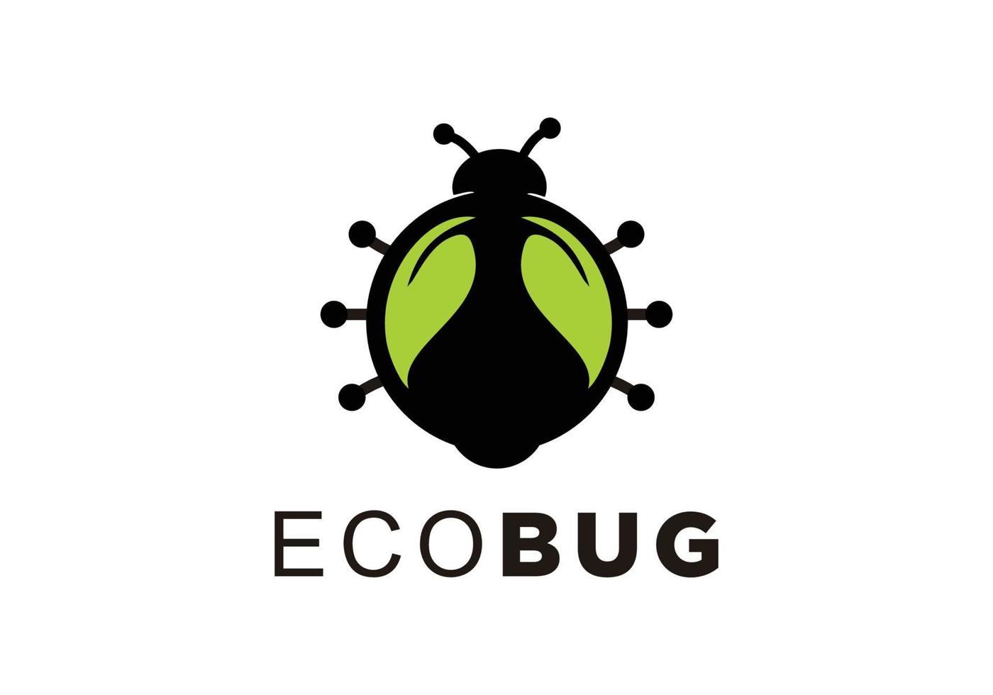 Bug logo,featured bug and leaves in bug body vector
