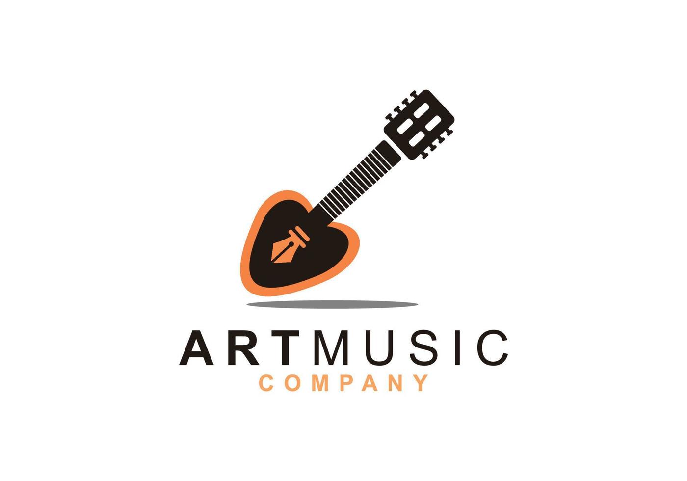 inspiración creativa para el diseño del logotipo de la pluma y la guitarra vector
