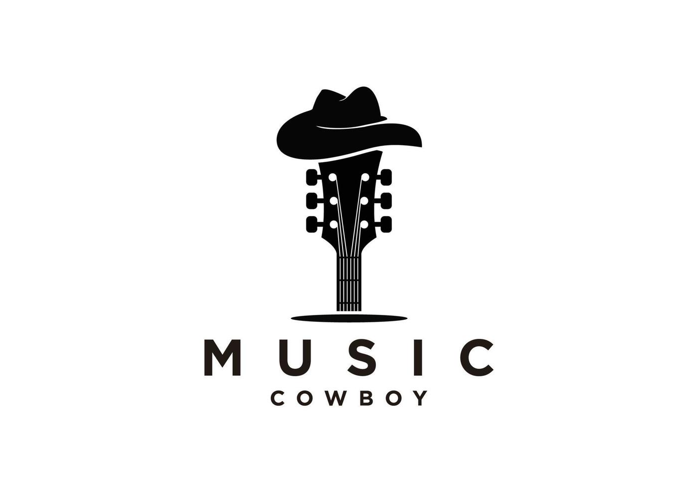 inspiración de símbolo de logotipo de guitarra y sombrero de vaquero vector