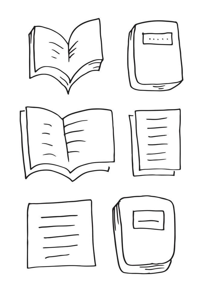 Book set in doodle style suitable for education content on white background. vector
