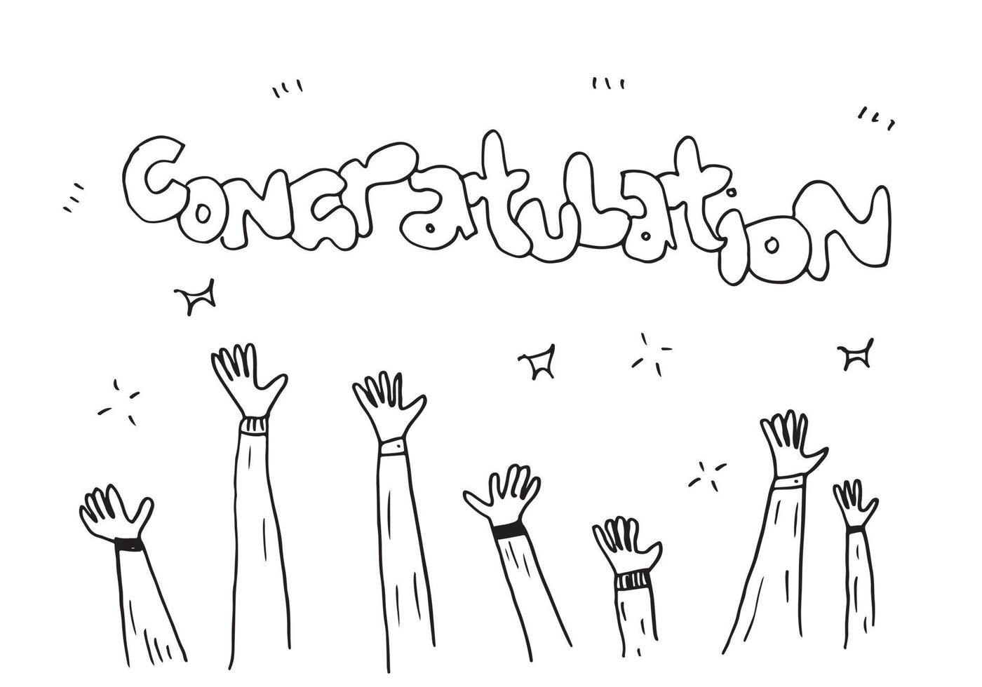 aplausos dibujar a mano sobre fondo blanco con texto de felicitación.ilustración vectorial. vector
