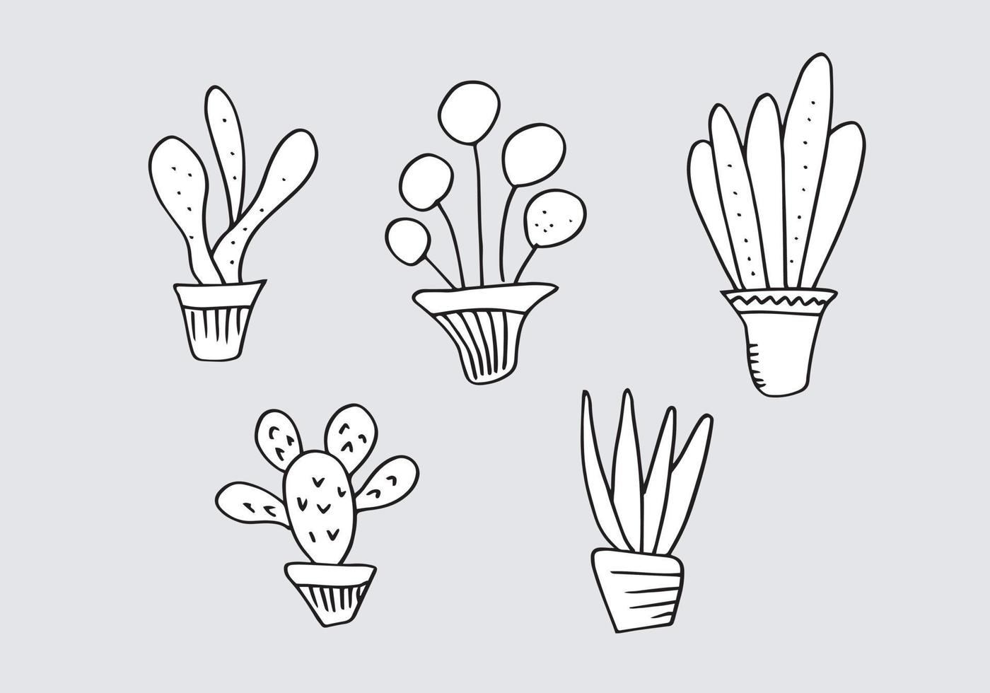 Set of flower doodles flower isolated on white background. vector