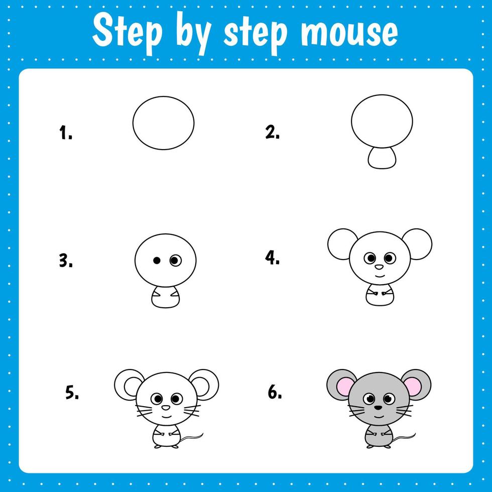 lección de dibujo para niños. cómo dibujar un ratón. 6489327 Vector en Vecteezy lección de dibujo para niños. cómo dibujar un ratón. 6489327 Vector en Vecteezy