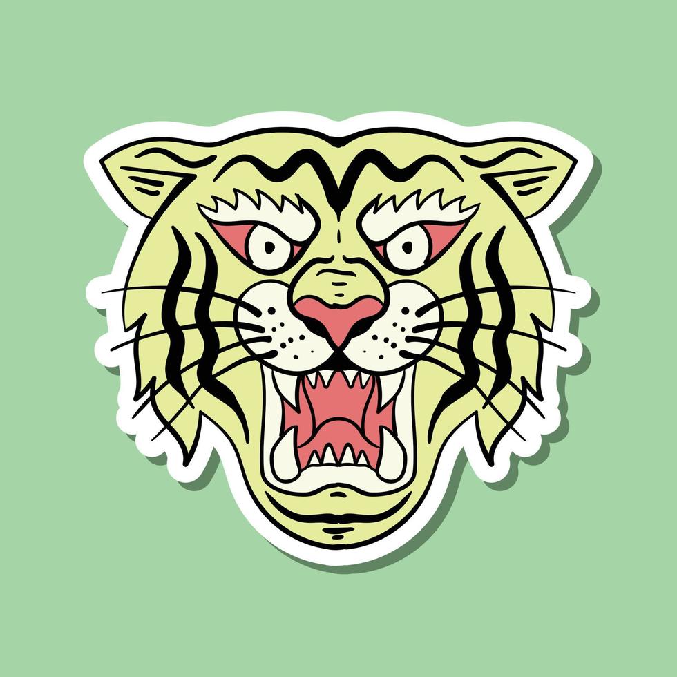 ilustración de garabato de tigre amarillo dibujado a mano para pegatinas, etc. vector