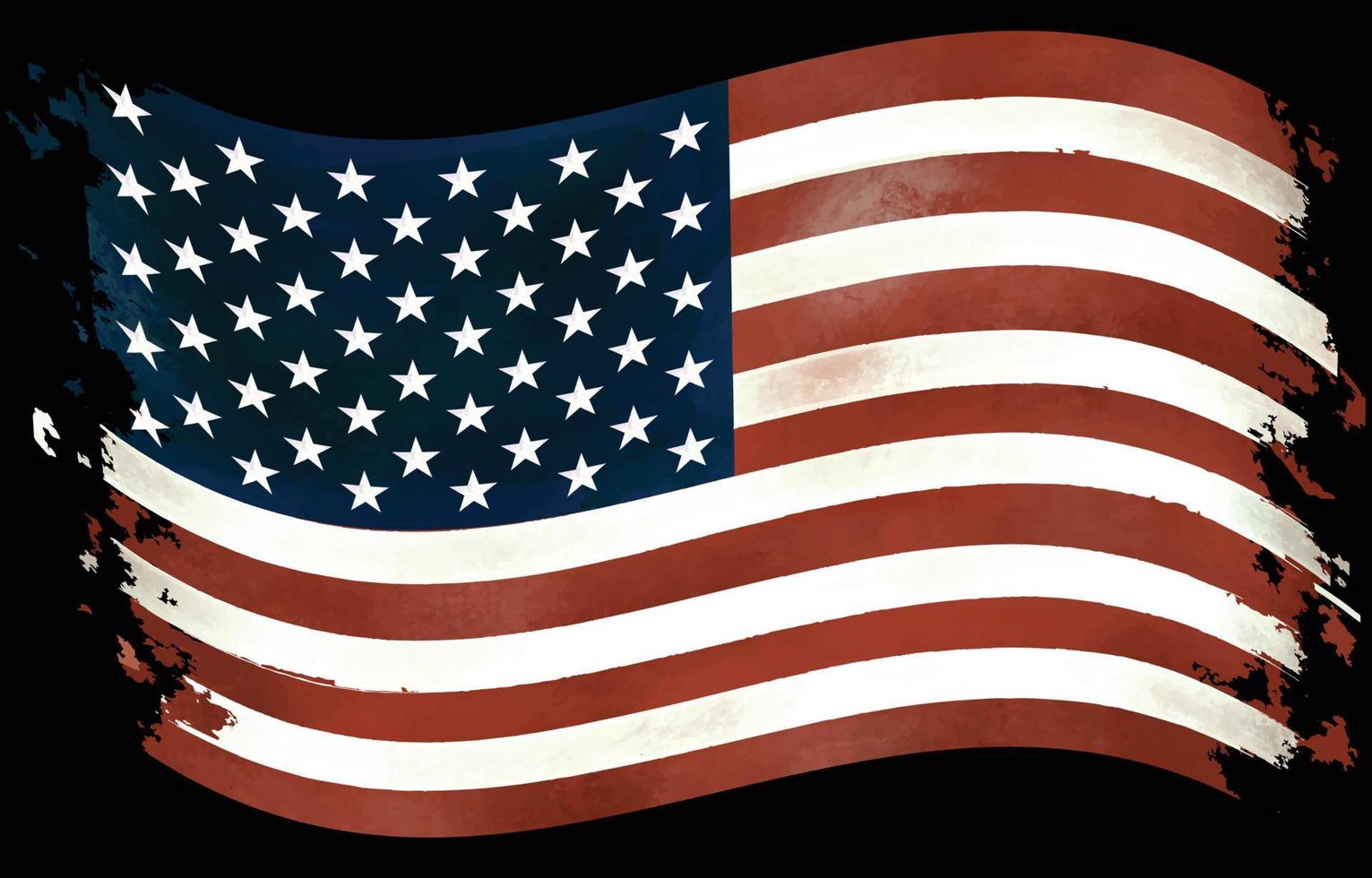 Distressed American Flag in Wave Shape vector